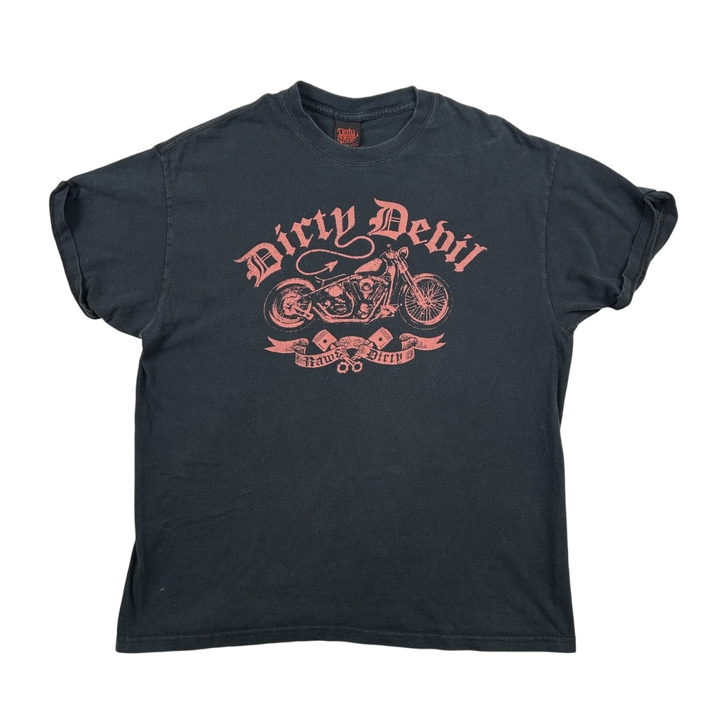 Vintage Dirty Devil Shirt Mens Large Motorcycle USA Made‎ Raw Grunge 90s Biker